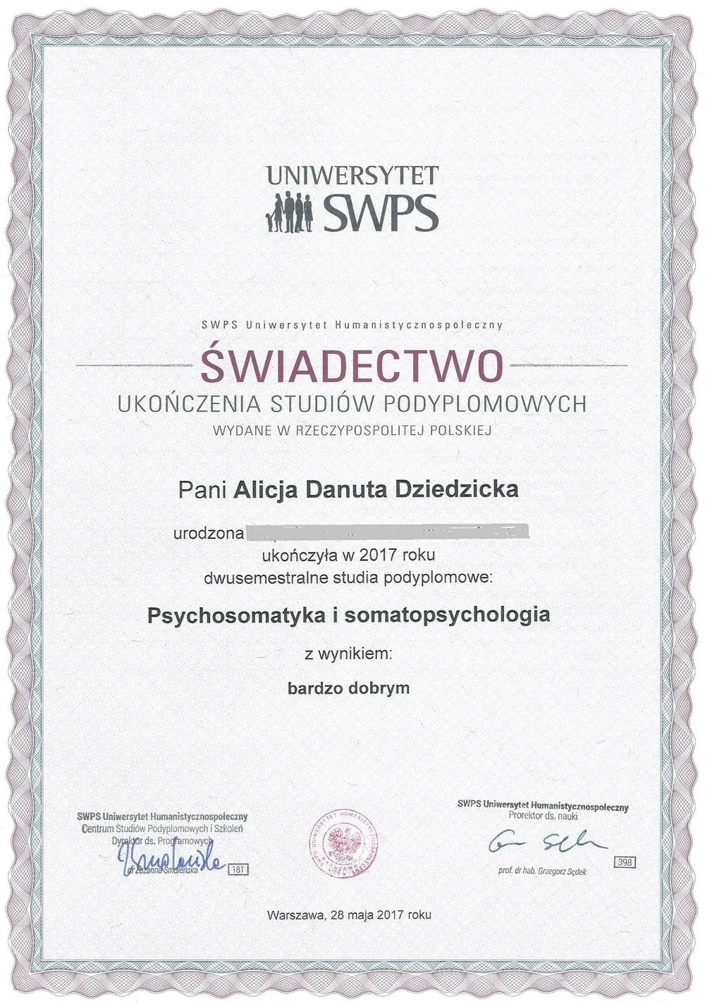 Dyplom podyplomowy psychosomatyki — SWPS